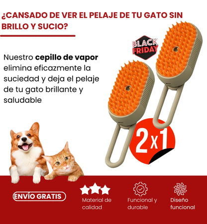 PetCare® Cepillo con vapor para Gatos y Perros