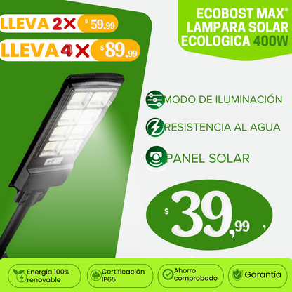 EcoBost Max®  Lampara Solar Ecologica 400W.