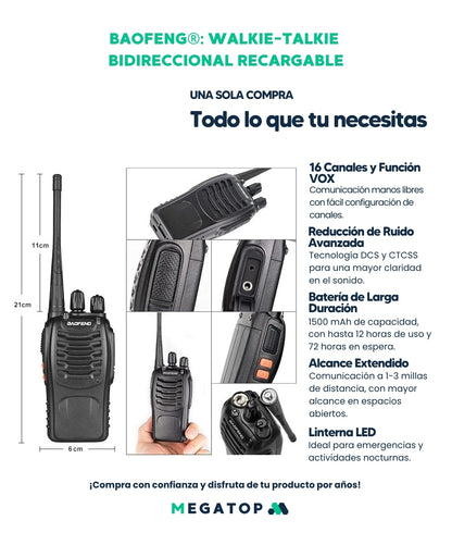 Baofeng: Walkie-Talkie 10KM - Compra 1 Recibe 1 Gratis