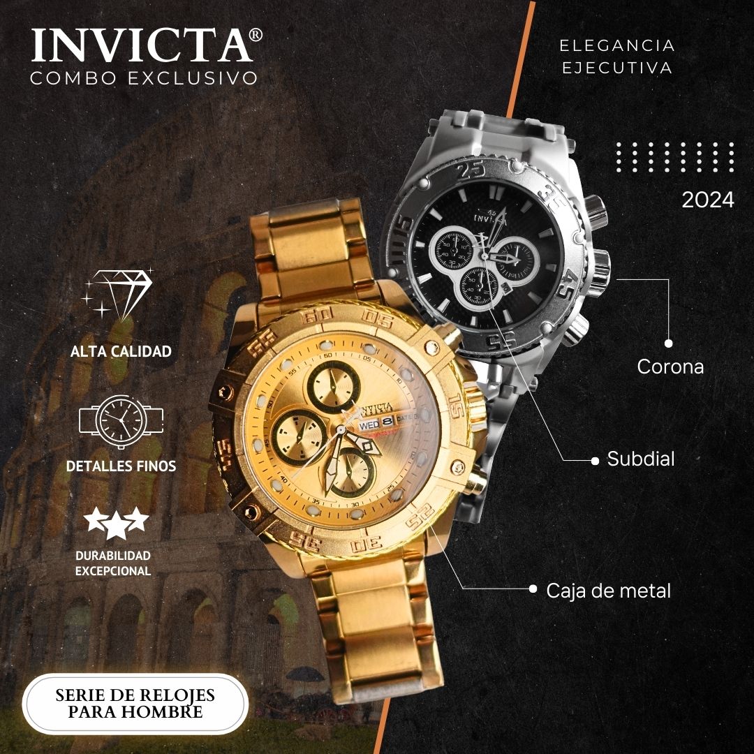 Reloj Invicta®  Dorado & Plateado Oferta 2x1💎